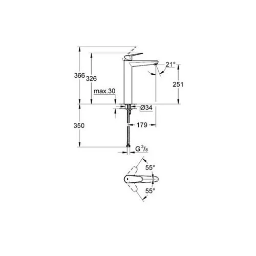 Grohe Eurodisc Cosmopolitan aukštas praustuvo maišytuvas 23432000 image 3