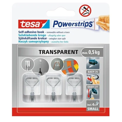 Tesa Powerstrips Drabužių kabliukas, 3 vnt., Skaidri image 1