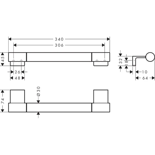 Hansgrohe AddStoris S 340 mm Pagalbinė rankena 41764140 image 2