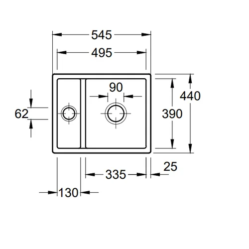 Villeroy & Boch Subway 60 XU 545×440 mm CeramicPlus chromit image 2
