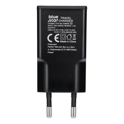 Blue Star Slim GaN 20 W kelioninis įkroviklis, juodas image 3
