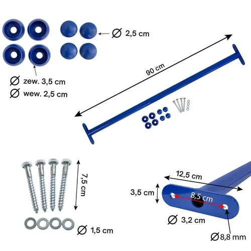 Metalinis skersinis 90 cm, mėlynas image 2