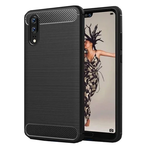 HUAWEI P20 Pro anglies pluošto dėklas, juodas image 1