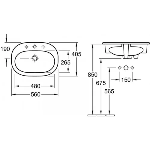 Villeroy & Boch O.Novo įleidžiamas į stalviršį praustuvas CeramicPlus 416156R1 image 3