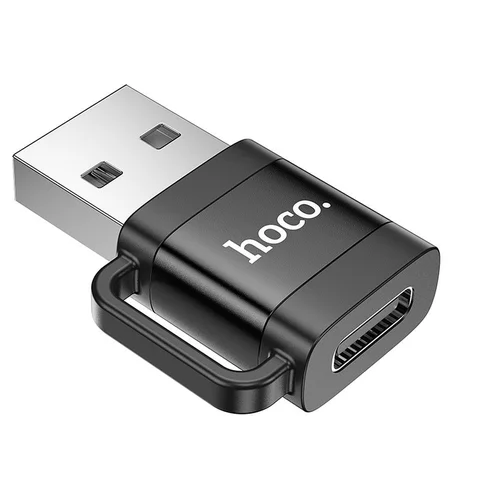 Hoco UA31D USB-C–USB-A 2.0 adapteris, juodas image 1