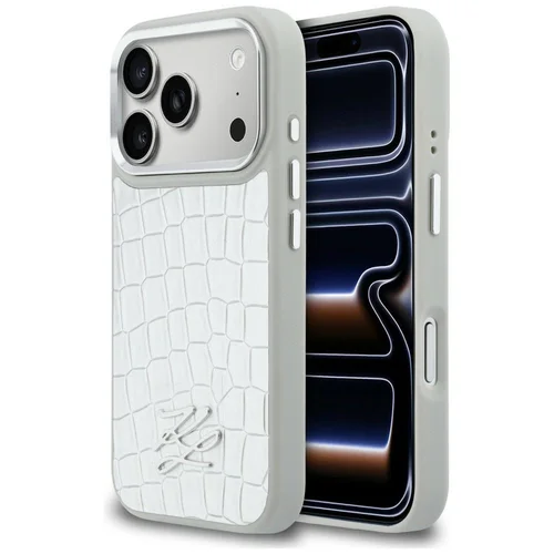 Karl Lagerfeld Croco KL Script Logo MagSafe dėklas iPhone 17 Pro, sidabrinis image 1