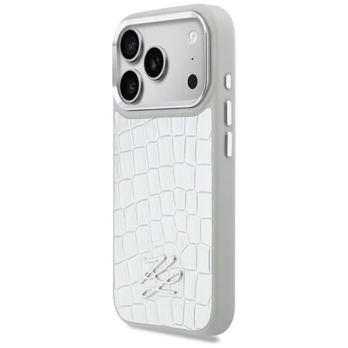 Karl Lagerfeld Croco KL Script Logo MagSafe dėklas iPhone 17 Pro, sidabrinis image 2
