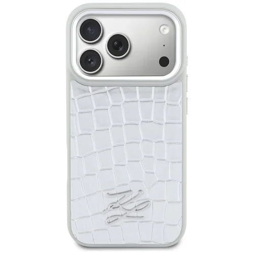 Karl Lagerfeld Croco KL Script Logo MagSafe dėklas iPhone 17 Pro, sidabrinis image 3