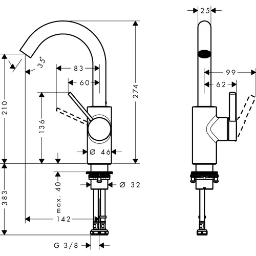 Hansgrohe Zesis S 210, 74742670 – Juoda matinė image 2