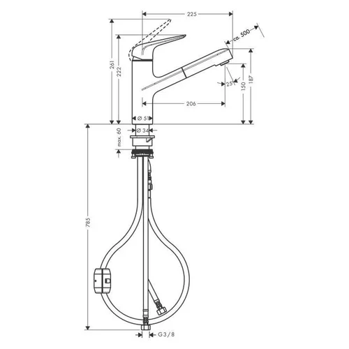 Hansgrohe FOCUS M42 71814000 Ištraukiamas virtuvės maišytuvas image 3