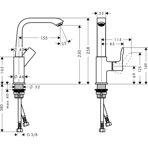 Hansgrohe Metris 31187000 praustuvo maišytuvas Chromo image 2