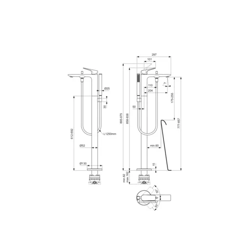 Ideal Standard La Dolce Vita BD673A5 grindinis vonios maišytuvas image 3