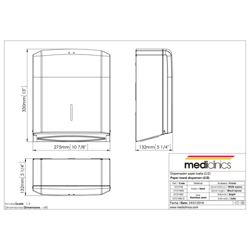 MEDICLINICS DT2106CS rankšluosčių dozatorius satino finišu image 2