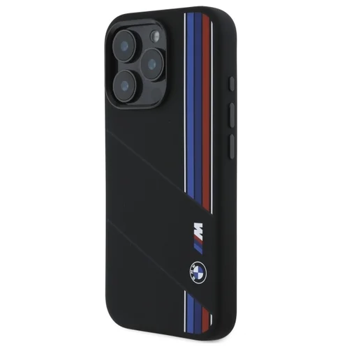 BMW Silicone Cut Tricolor Lines MagSafe dėklas iPhone 16 Pro Max, juodas image 2