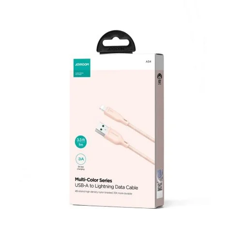 Joyroom S-A34 SA34-AL3 USB-A–Lightning kabelis, 1,2 m, rožinis image 1