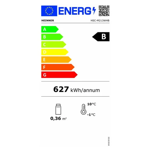 Heinner HSC-M213WHB Vitrininis šaldytuvas, 213 l image 2