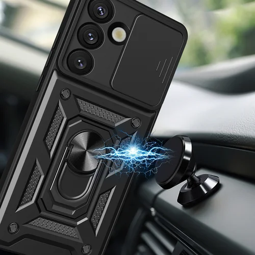 Hibrydinis Armor Camshield dėklas Realme GT 7 Pro 5G, juodas image 3