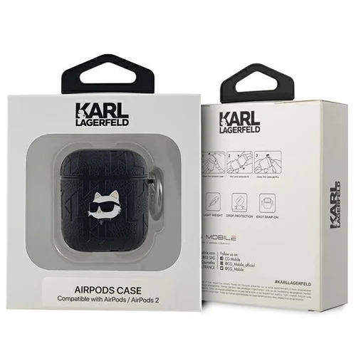 Karl Lagerfeld Monogram Choupette Head dėklas AirPods 1 / 2, juodas image 3