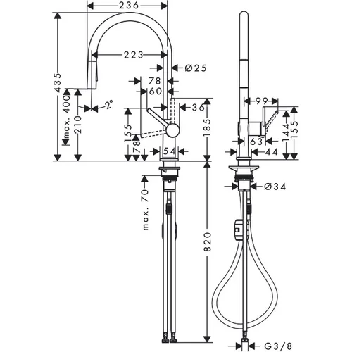 Hansgrohe Talis M54 72842000 virtuvinis maišytuvas su ištraukiama žarna image 2