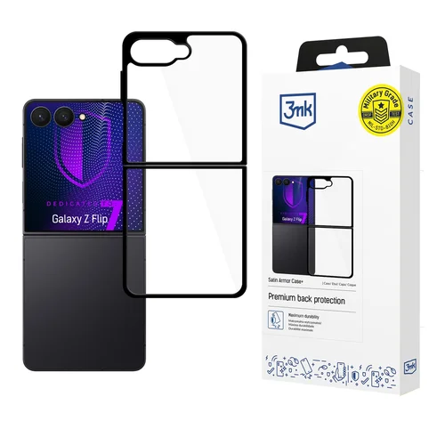 3mk Satin Armor Case+ Samsung Galaxy Z Flip 7 dėklas, permatomas juodas image 1