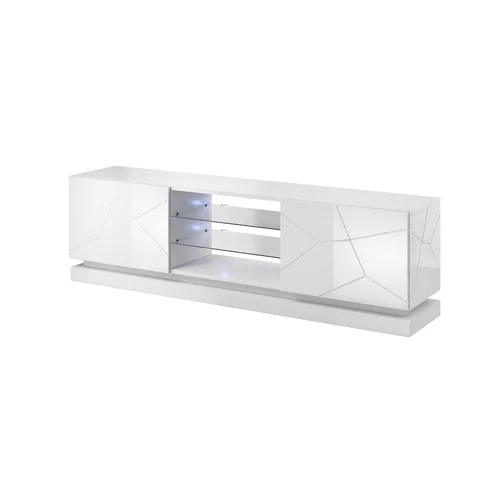 Cama QIU 200 MDF TV spintelė, balta blizgi image 2