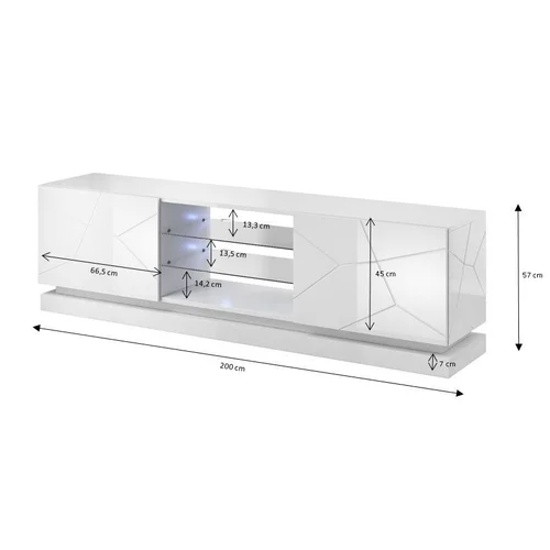 Cama QIU 200 MDF TV spintelė, balta blizgi image 3