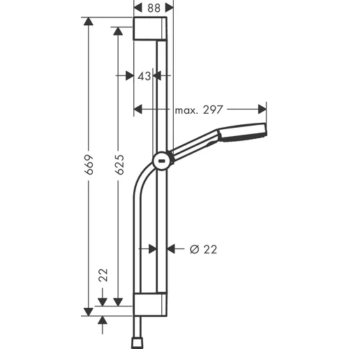 Hansgrohe Pulsify Select S 105 3jet Relaxation EcoSmart Rankinio dušo komplektas, 24161670, juodas matinis image 2