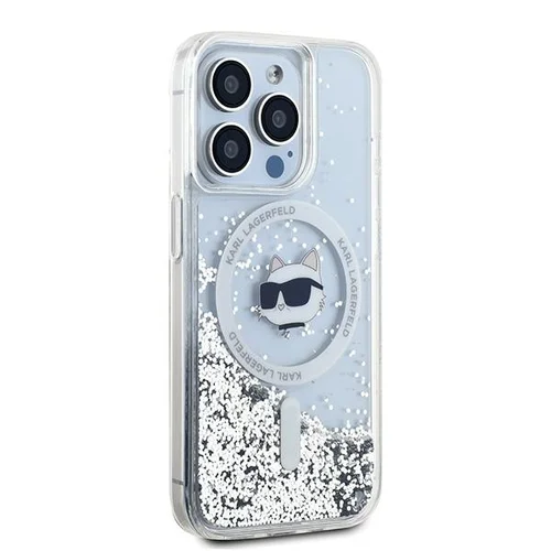 Karl Lagerfeld Liquid Glitter Choupette Head MagSafe dėklas iPhone 14 Pro Max, skaidrus image 3