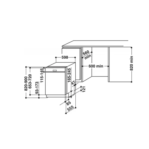 WHIRLPOOL WBO 3T341 P X Įmontuojama indaplovė 60 cm Nerūdijančio plieno image 2
