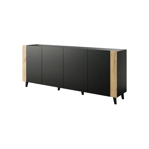 FARO komoda 200 × 42 × 82 cm, juoda / ąžuolo image 1