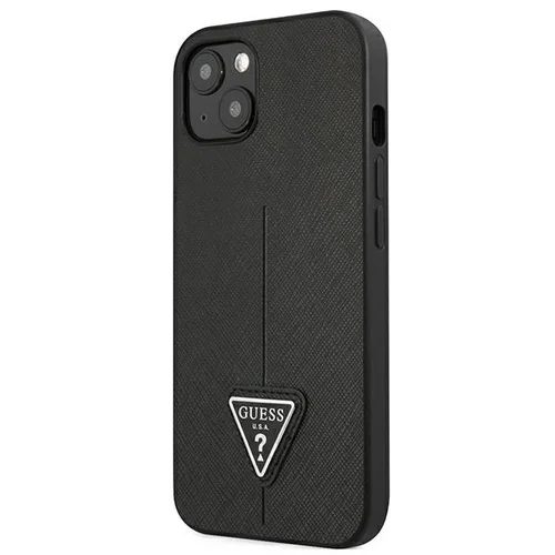 Guess GUHCP13SPSATLK Saffiano Triangle dėklas iPhone 13 mini, juodas image 2