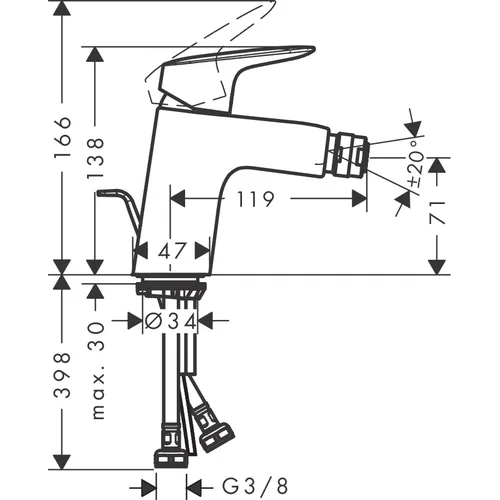 Hansgrohe Logis 71204670 Bide maišytuvas image 2