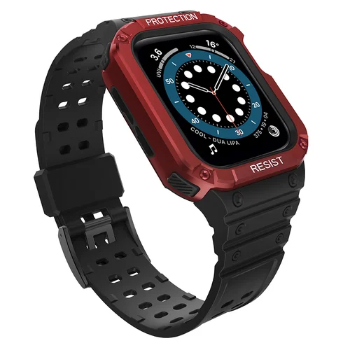 Apsauginis dirželis su dėklu Apple Watch 42/44/45 mm, juodas/raudonas image 1