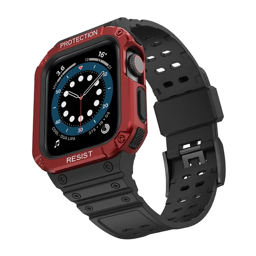 Apsauginis dirželis su dėklu Apple Watch 42/44/45 mm, juodas/raudonas image 2