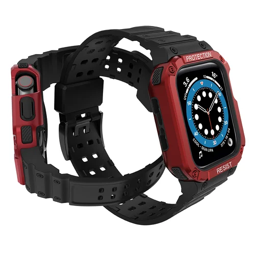 Apsauginis dirželis su dėklu Apple Watch 42/44/45 mm, juodas/raudonas image 3