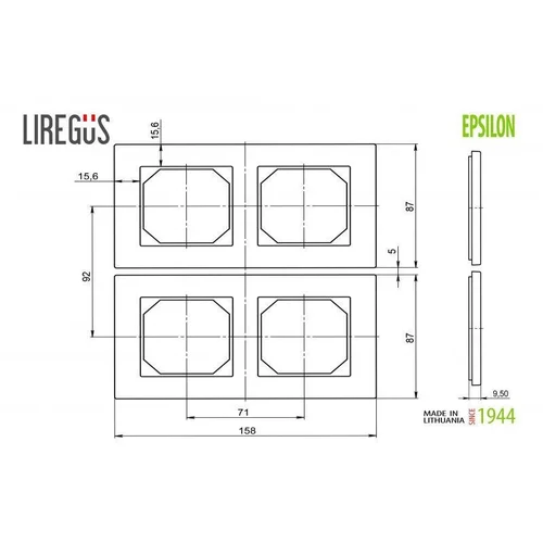 LIREGUS EPSILON Dvivietis rėmelis, Juodas matinis stiklas image 3