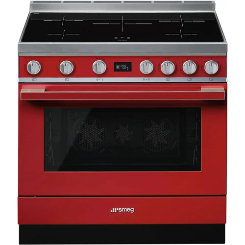 SMEG CPF9IPR indukcinė viryklė su elektrine orkaitė Raudona 90 cm image 1