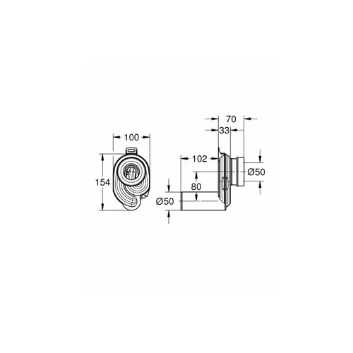 Grohe 39732000 horizontalus pisuaro sifonas image 2
