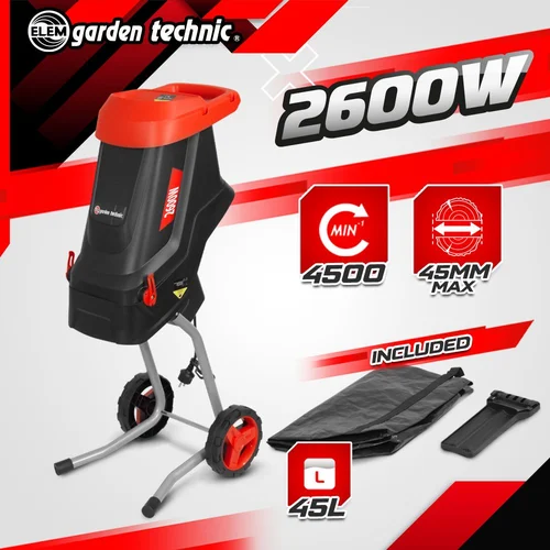 ELEM GARDEN TECHNIC BV2645 2600W šakų smulkintuvas image 2