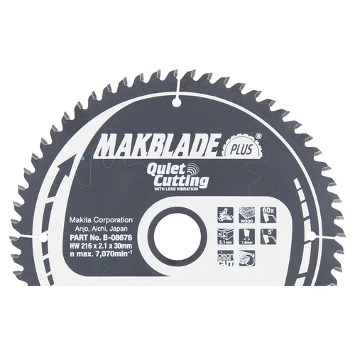 Pjovimo diskas Makita B-08676 MAKBLADE PLUS 216X2.1X30mm 5° T60 image 1