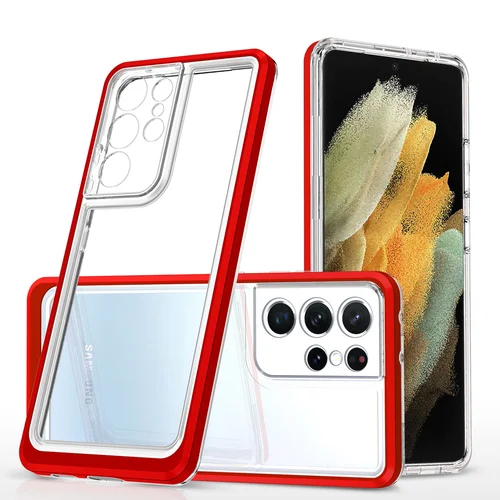 Hybrid Armor Aiškus 3 in 1 dėklas Samsung Galaxy S21 Ultra 5G, raudonas image 1