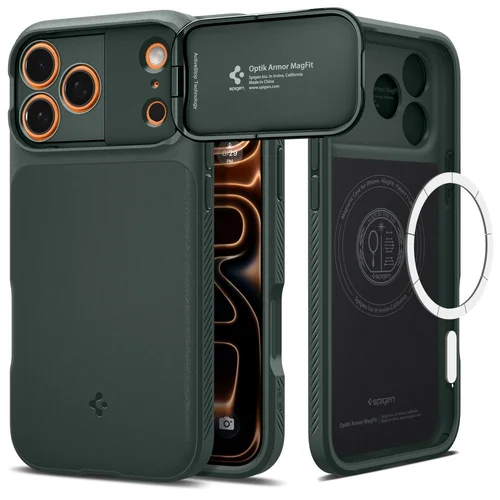 Spigen Optik Armor MagSafe dėklas iPhone 17 Pro Max, žalias image 1