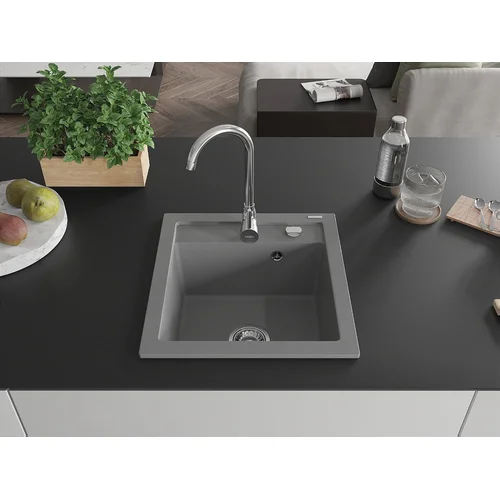 Granitinė virtuvinė plautuvė Mexen Vito su sifonu, Pilka, 6503521000-71 image 3