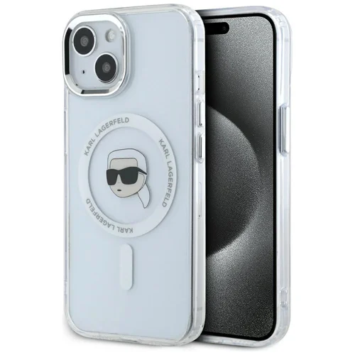 Karl Lagerfeld IML Metal Karl Head MagSafe dėklas iPhone 15 Plus, baltas image 1
