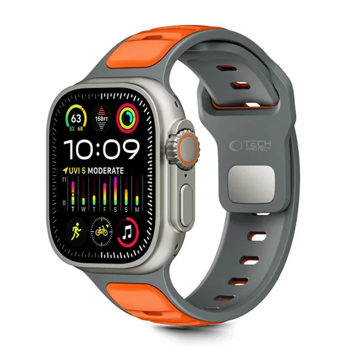 Tech-Protect IconBand Line dirželis Apple Watch 44 / 45 / 46 / 49 mm, pilkas-oranžinis image 1