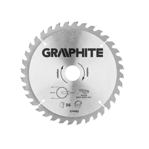 GRAPHITE Pjovimo diskas 205x20 mm, 36 dantų image 1