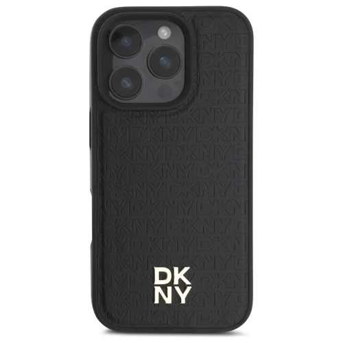 DKNY pasikartojančio rašto Stack Logo MagSafe dėklas, iPhone 16 Pro, juodas image 3