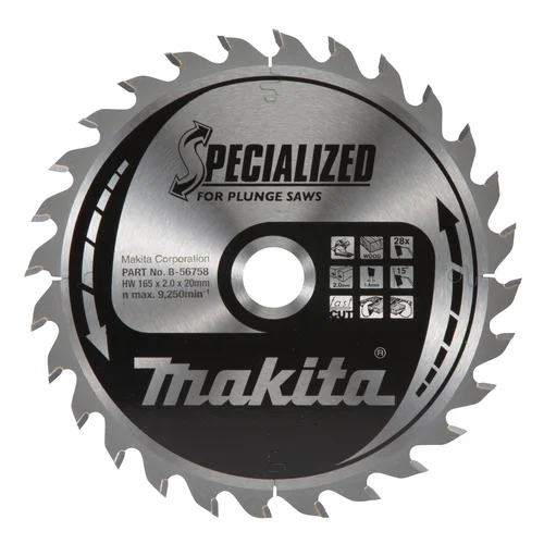 Makita B-56758 T.C.T. pjūklo diskas 165X2X20mm 15° T28 image 1