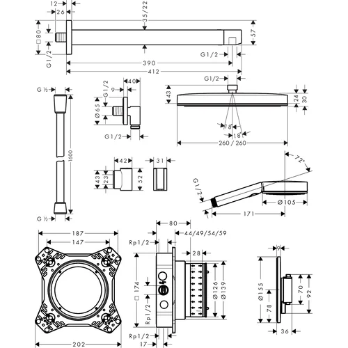 Hansgrohe Pulsify E Design 24625000 dušo sistema image 2