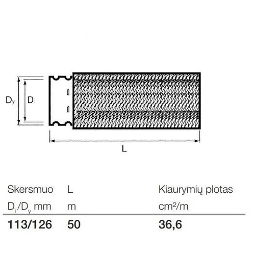 Wavin rievėtas drenažo vamzdis su geotekstile, Ø113/126 mm, 50 m image 3